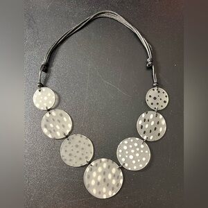 Acrylic Lightweight Confetti Disk Triple Corded Black Gray White Dotted Necklace